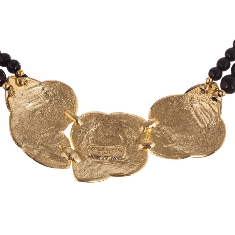 Balenciaga Black Enamel Flower Necklace - Picture 5 of 7